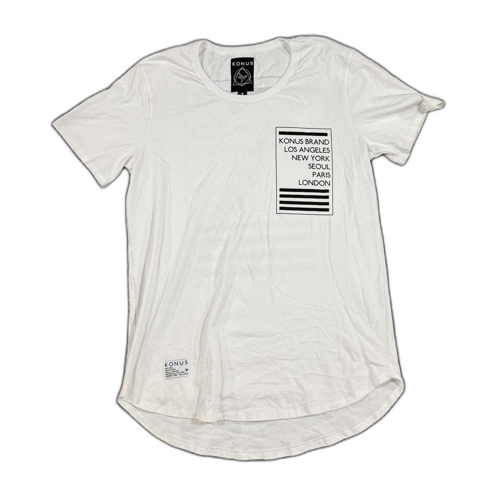 Konus Graphic T Shirt Mens Medium White City Print Streetwear Tee NWT